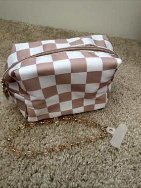 Checkerboard Cosmetic Pouch and Phone Strap